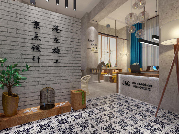 室內(nèi)設(shè)計工作室進(jìn)門區(qū)域裝修設(shè)計效果圖