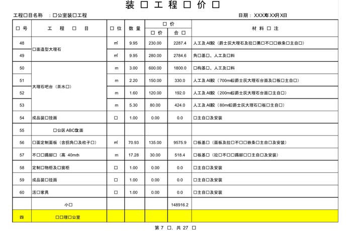 某辦公室裝修預(yù)算范本